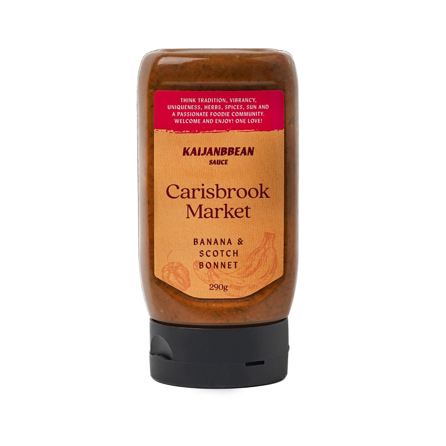 Kaijanbean sauce bottle with label on a white background